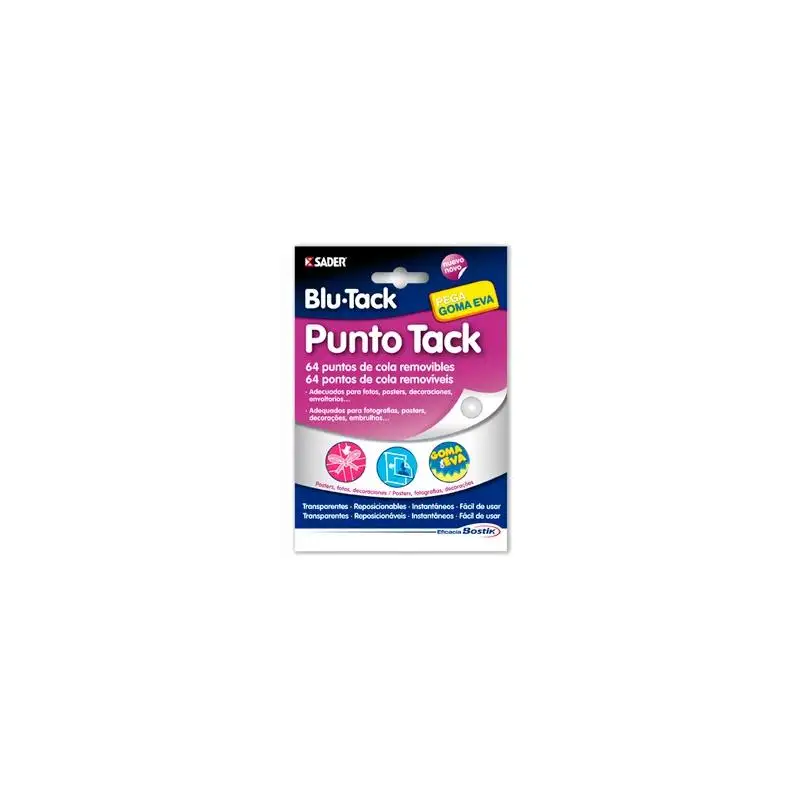 (1693) BOSTIK MASILLA EN GOTAS DE ADHESIVO REMOVIBLE BLU TACK PUNTO TACK TRANSPARENTE 64 PUNTOS