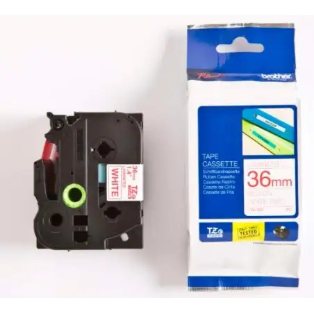 (TZE262) BROTHER CINTA ROTULADORA LAMINADA TEXTO ROJO SOBRE FONDO BLANCO - 36MMX8M