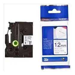 (TZEFA3) BROTHER CINTA ROTULADORA ESPECIAL TEXTIL TEXTO AZUL SOBRE BLANCO - 12MMX3M