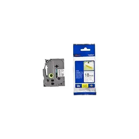 (TZES241) BROTHER CINTA ROTULADORA LAMINADA SUPER ADHESIVA TEXTO NEGRO SOBRE BLANCO - 18MMX8M