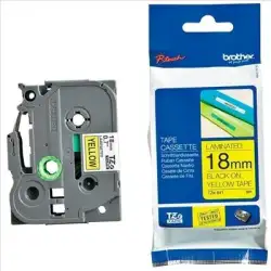 (TZES641) BROTHER CINTA ROTULADORA LAMINADA SUPER ADESHIVA TEXTO NEGRO SOBRE AMARILLO - 18MMX8M