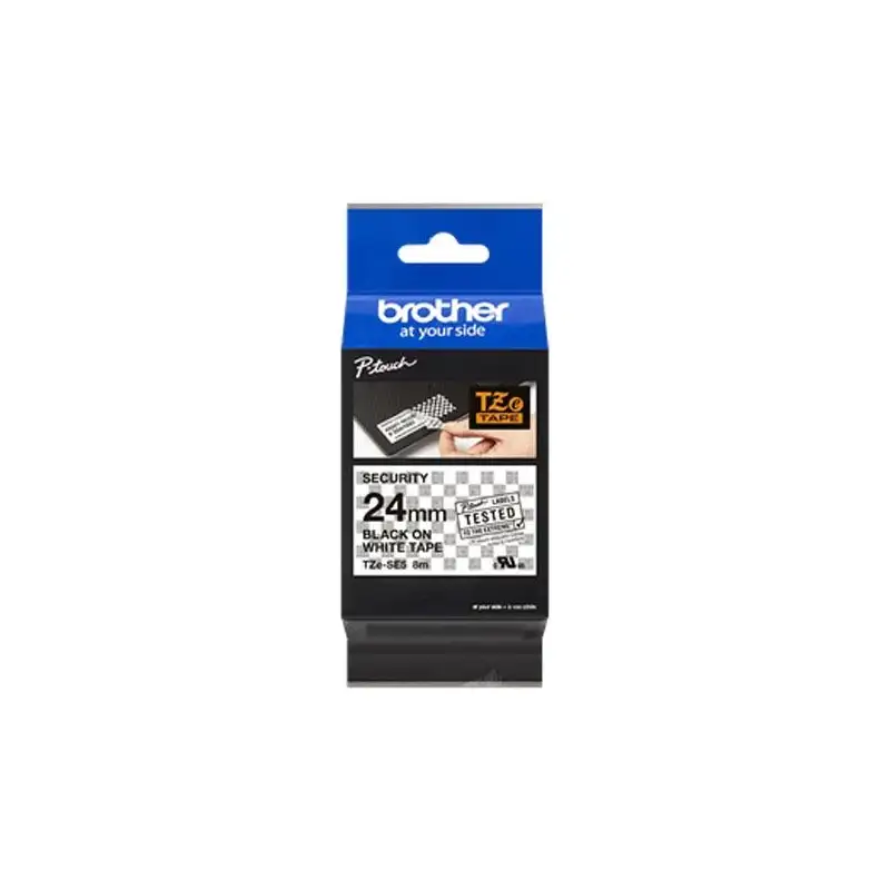 (TZESE5) BROTHER CINTA ROTULADORA LAMINADA DE SEGURIDAD TEXTO NEGRO SOBRE BLANCO - 24MMX8M