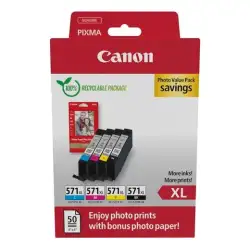 (0332C006) CANON TINTA ECOPACK BK+ C/M/Y +50H PAPEL FOTO 10X15 GLOSSY II PARA PIXMA TS 5051/5053/5055/6050/6051/6052/8051/805...