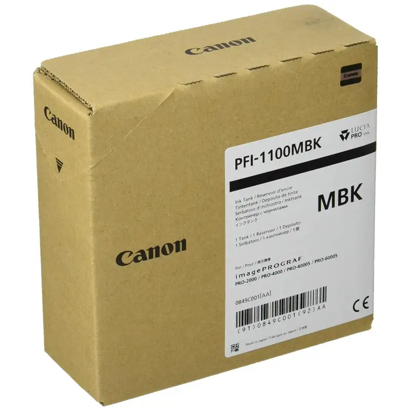 (0849C001AA) CANON TINTA NEGRO MATE IPF PRO 2000/4000/4000S/6000S - PFI 1100MBK