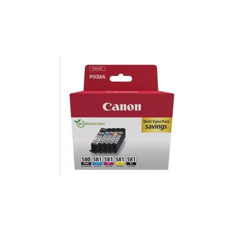 (2078C008) CANON TINTA ECOPACK BK+C/M/Y  PIXMA TS 6251/6350/6351/705/8252/8350/8351/8352/9550/9551 - PGI 580+CLI 581 (PACK 4 ...