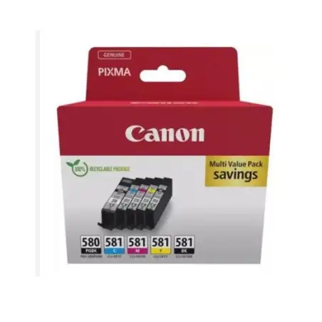 (2078C008) CANON TINTA ECOPACK BK+C/M/Y  PIXMA TS 6251/6350/6351/705/8252/8350/8351/8352/9550/9551 - PGI 580+CLI 581 (PACK 4 ...