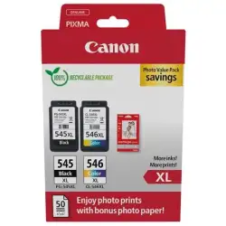(8286B011) CANON TINTA ECOPACK BK+ C/M/Y + 50H PAPEL FOTOGRÁFICO 10X15 PARA PIXMA TR 4551/4650/4651 - TS 3350/3351/3352/3355/...