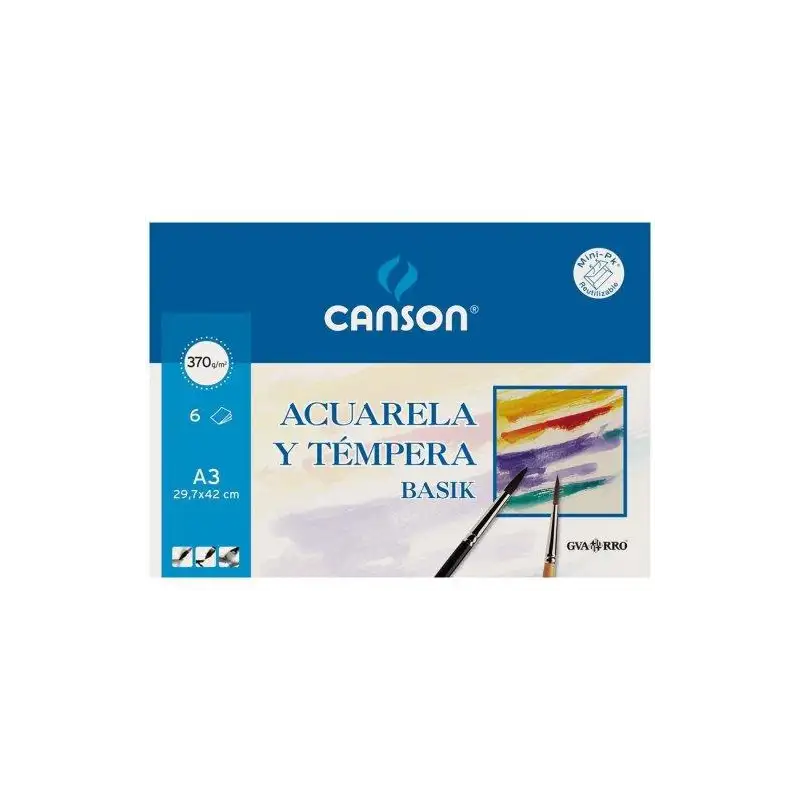 (C200402393) CANSON MINIPACK ACUARELA Y TÉMPERA BASIK 6 HOJAS LISO 29