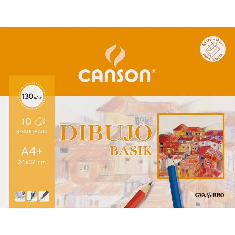 (C200406346) CANSON MINIPACK DIBUJO BASIK 10 HOJAS 130 GR. RECUADRO 24X32CM