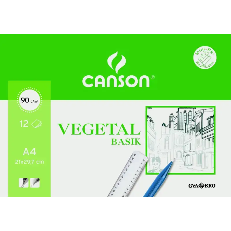 (C200407621) CANSON MINIPACK VEGETAL BASIK 12 HOJAS 21X29