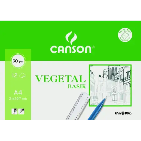 (C200407621) CANSON MINIPACK VEGETAL BASIK 12 HOJAS 21X29