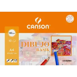 (C400110486) CANSON MINIPACK DIBUJO BASIK 10 HOJAS LISO 130 GR. 21X29