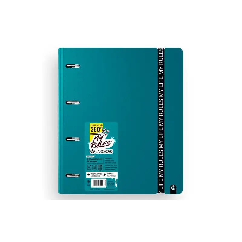 (12477479) CARCHIVO CARPEBLOCK 360 MY RULES CON RECAMBIO 100H A4 5X5 90GR 4 SEPARADORES PP FOAM DEEP GREEN