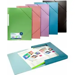 (20180108) CARCHIVO CARPETA METAL TRES SOLAPAS GOMAS A4 POLIPROPILENO GRIS METALIZADO