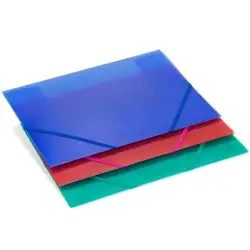 (2033KF50) CARCHIVO CARPETA 3 SOLAPAS FOLIO C/GOMAS PP TRANSLÚCIDO AZUL