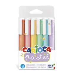 (43033) CARIOCA MARCADOR PASTEL PUNTA BISELADA COLORES - BOLSA PVC DE 6