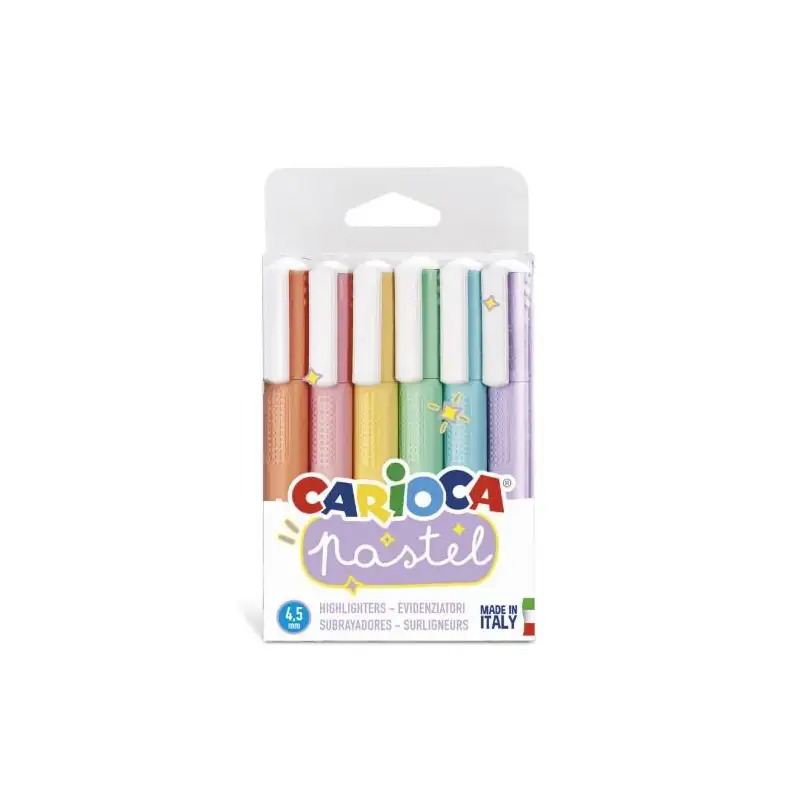 (43033) CARIOCA MARCADOR PASTEL PUNTA BISELADA COLORES - BOLSA PVC DE 6