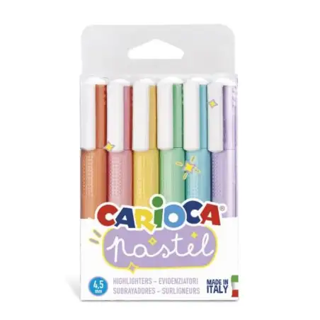 (43033) CARIOCA MARCADOR PASTEL PUNTA BISELADA COLORES - BOLSA PVC DE 6