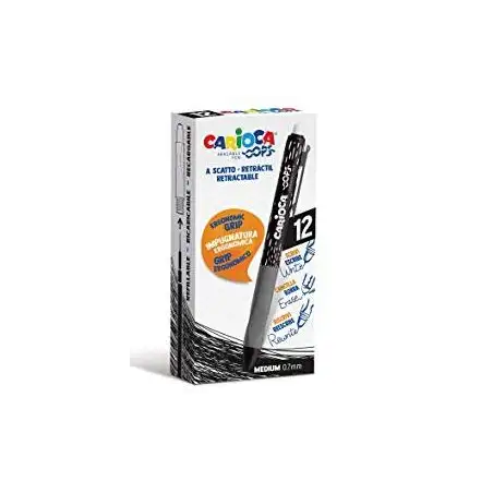 (4304301) CARIOCA BOLÍGRAFO TINTA BORRABLE OOPS RETRÁCTIL 0.7MM MONOCOLOR NEGRO CAJA 12 UD