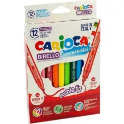 (42753) CARIOCA ROTULADOR BIRELLO DOBLE PUNTA FINA/MEDIA COLORES SURTIDOS ESTUCHE 12 UD