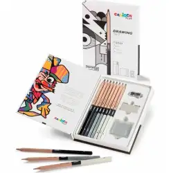 (45230) CARIOCA SET DE DIBUJO PLUS DRAWING CON 8 LÁPICES DE GRAFITO 4H A 6B + ACCESORIOS