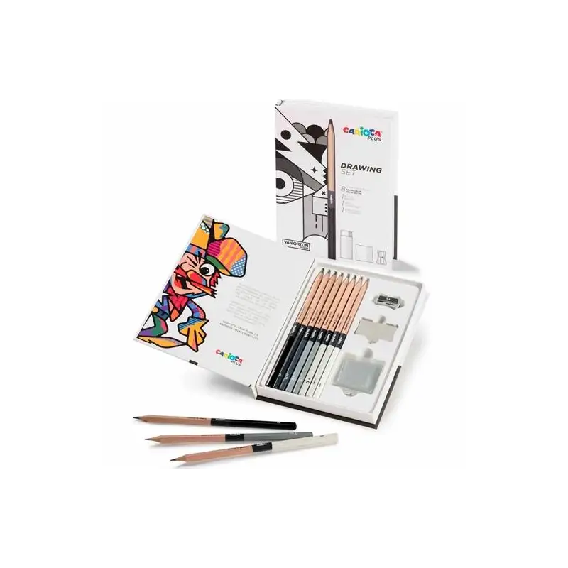 (45230) CARIOCA SET DE DIBUJO PLUS DRAWING CON 8 LÁPICES DE GRAFITO 4H A 6B + ACCESORIOS