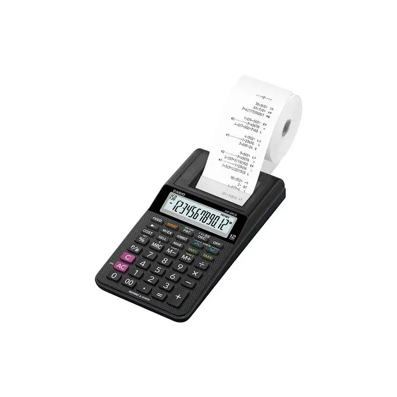 (HR-8RCE) CASIO CALCULADORA DE OFICINA CON IMPRESORA HR-8RCE 12 DÍGITOS NEGRO