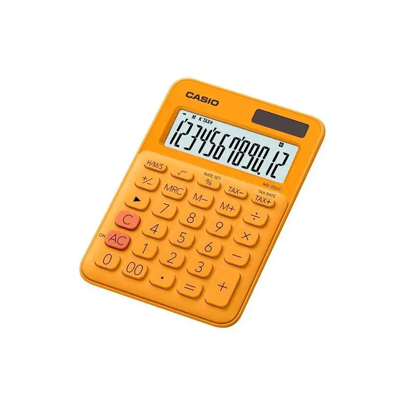 (MS-20UC-RG) CASIO CALCULADORA DE OFICINA SOBREMESA NARANJA 12 DÍGITOS MS-20UC
