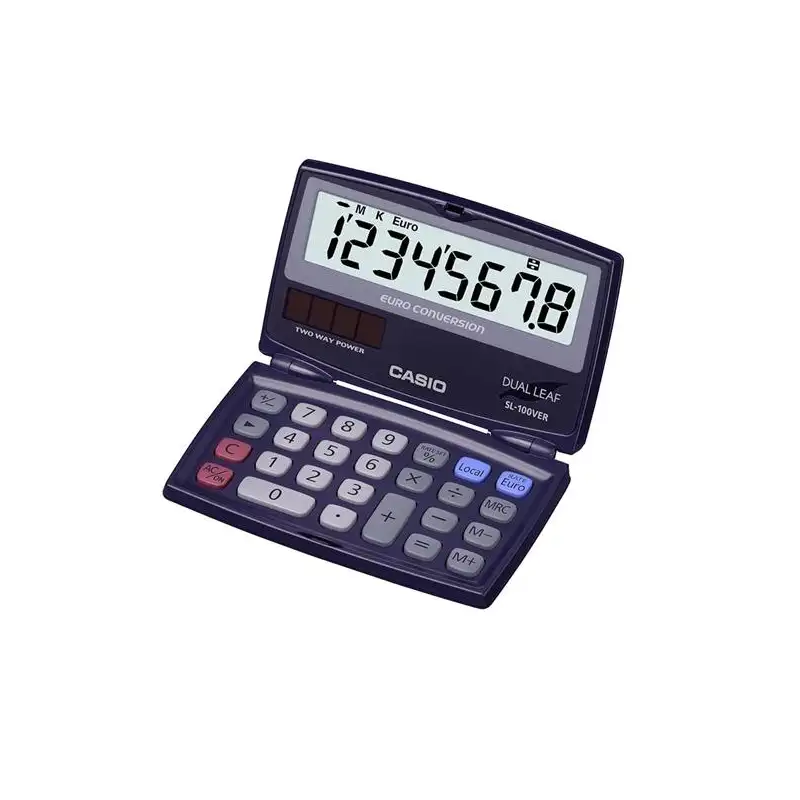 (SL-100VER) CASIO CALCULADORA BOLSILLO 8 DIGITOS PANTALLA GRANDE LCD AZUL MARINO
