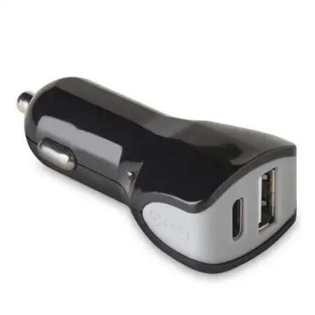 (CCTYPECUSBBK) CELLY CARGADOR DE COCHE 1 USB - 1 USB-C 17W NEGRO