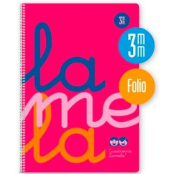 (7FTP003R) LAMELA CUADERNO ESPIRAL 80H FOLIO 90GR CUADROVÍA 3MM C/MARGEN CUBIERTA PP ROSA FLUORESCENTE -PAQUETE 5U-
