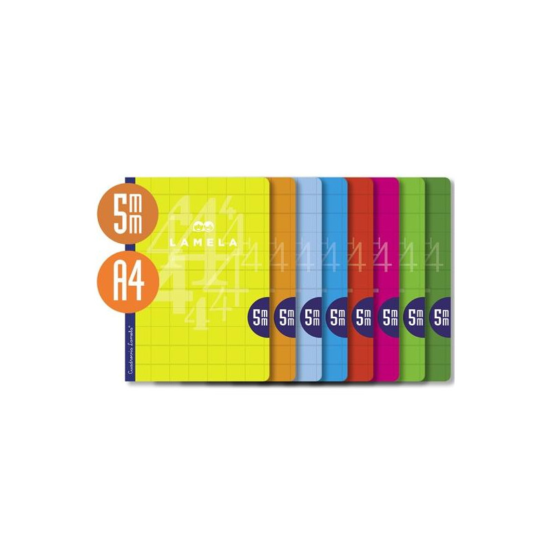 (06A4005) LAMELA LIBRETA GRAPADA 50H A4 90GR CUADROVÍA 5MM CUBIERTA BÁSICA C/SURTIDOS