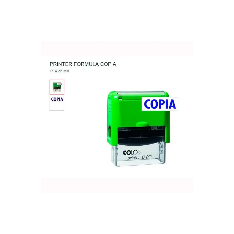 (151711A) COLOP SELLO PRINTER C20 FORMULA " COPIA " ALMOHADILLA E/20 14X38MM AZUL CARCASA KIWI