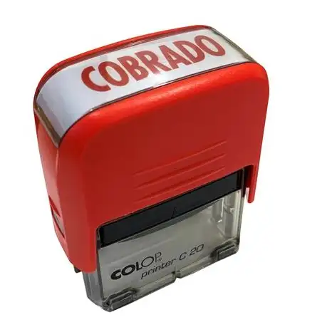 (151881R) COLOP SELLO PRINTER C20 FORMULA " COBRADO " ALMOHADILLA E/20 14X38MM ROJO