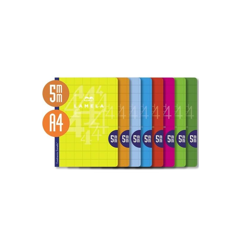 (06A405S) LAMELA LIBRETA GRAPADA 50H A4 90GR CUADROVÍA 5MM C/SURTIDOS BÁSICOS