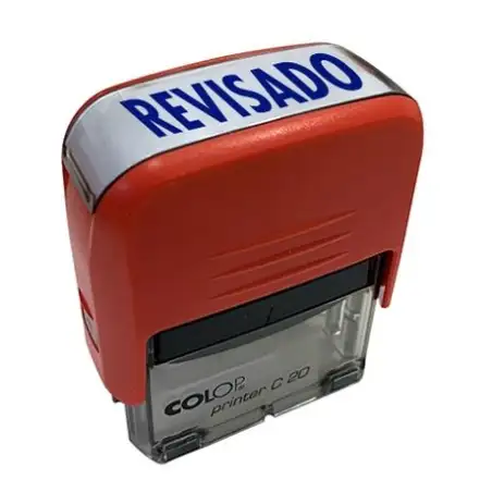 (500703A) COLOP SELLO PRINTER C20 FORMULA " REVISADO " ALMOHADILLA E/20 14X38MM AZUL