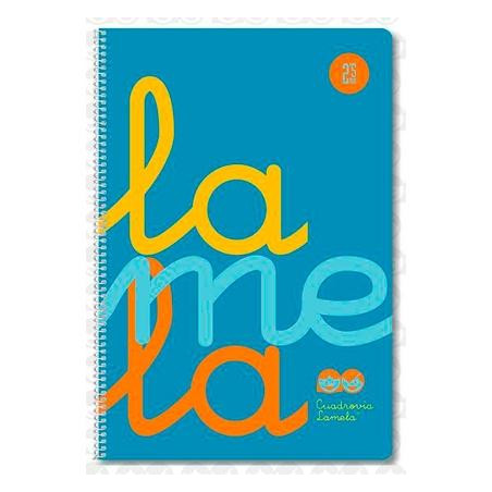 (7FTP005B) LAMELA CUADERNO ESPIRAL 80H FOLIO 90GR CUADROVÍA 5MM C/MARGEN CUBIERTA PP AZUL FLUORESCENTE