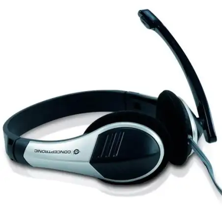 (CCHATSTAR2) CONCEPTRONIC AURICULARES BIAURAL ESTEREO MICRÓFONO FLEXIBLE C/ JACK 3.5 MM PLATA