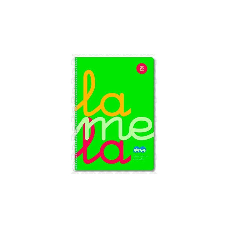 (7FTP005V) LAMELA CUADERNO ESPIRAL 80H FOLIO 90GR CUADROVÍA 5MM C/MARGEN CUBIERTA PP VERDE FLUORESCENTE