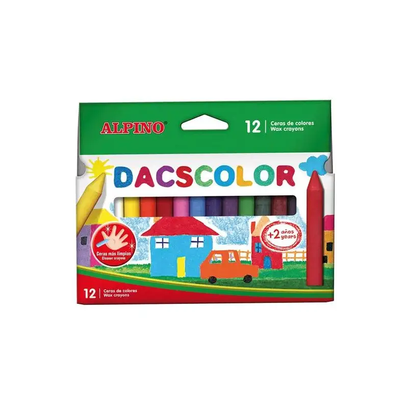 (DC050290) DACSCOLOR CERAS 80MM SEMIBLANDAS NO MANCHAN SURTIDOS -ESTUCHE DE 12U-