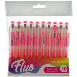 (FL142) OFFICE BOX MARCADOR FLUORESCENTE FLUO RECARGABLE ROSA PACK 10 UD