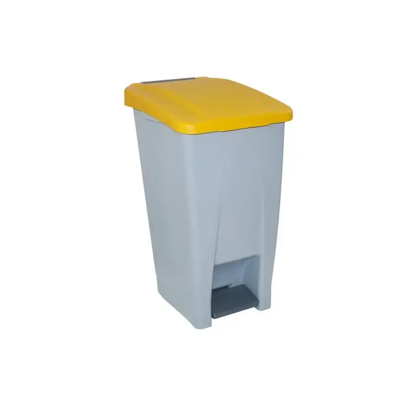 (23300AM) DENOX CONTENEDOR SELECTIVO 60 LITROS C/PEDAL TAPA Y RUEDAS GRIS/AMARILLO