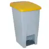 (23300AM) DENOX CONTENEDOR SELECTIVO 60 LITROS C/PEDAL TAPA Y RUEDAS GRIS/AMARILLO