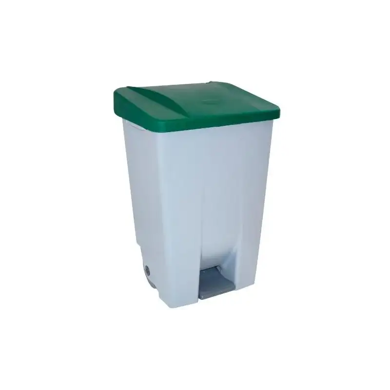(23300VE) DENOX CONTENEDOR SELECTIVO 60 LITROS C/PEDAL TAPA Y RUEDAS GRIS/VERDE