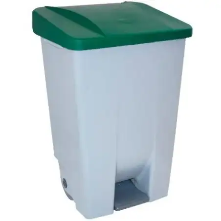 (23300VE) DENOX CONTENEDOR SELECTIVO 60 LITROS C/PEDAL TAPA Y RUEDAS GRIS/VERDE