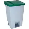 (23300VE) DENOX CONTENEDOR SELECTIVO 60 LITROS C/PEDAL TAPA Y RUEDAS GRIS/VERDE