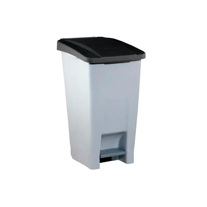 (23400NE) DENOX CONTENEDOR SELECTIVO 120 LITROS C/PEDAL TAPA Y RUEDAS GRIS/NEGRO