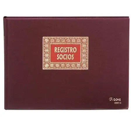 (09914) DOHE LIBRO REGISTRO- REGISTRO DE SOCIOS 100H NUMERADAS FOLIO APAISADO 100GR BURDEOS
