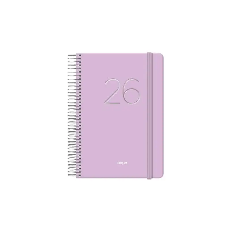 (12574-2026) DOHE AGENDA ANUAL GLOSS ESPIRAL 12.5X18CM DP CIERRE C/GOMA MORADO 2026