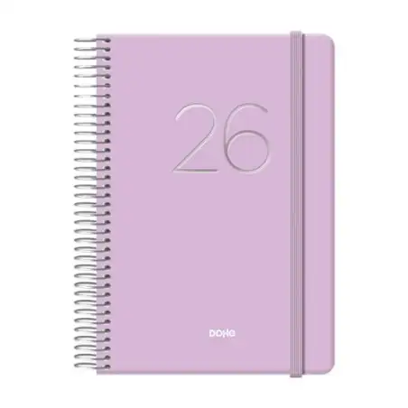 (12574-2026) DOHE AGENDA ANUAL GLOSS ESPIRAL 12.5X18CM DP CIERRE C/GOMA MORADO 2026